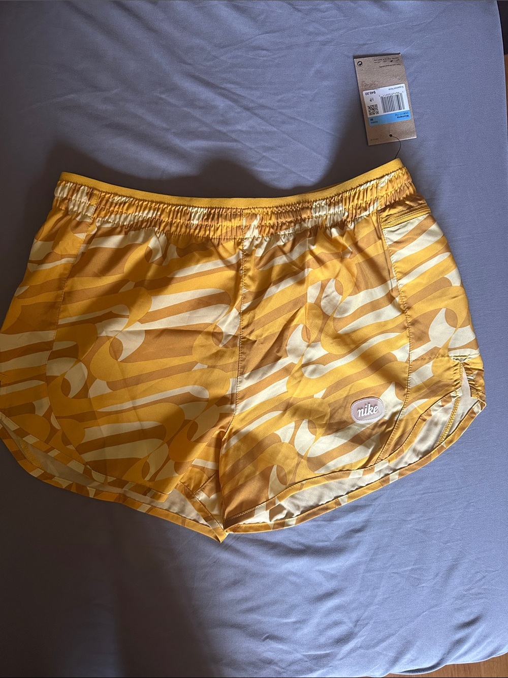 NWT Nike Women's Yellow Patterned Athletic Shorts